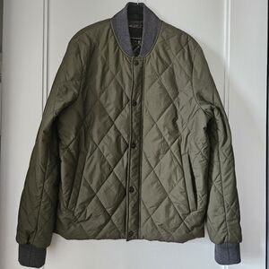 Banana Republic Men's Quilted Olive Green Bomber Jacket Small Water Resistant